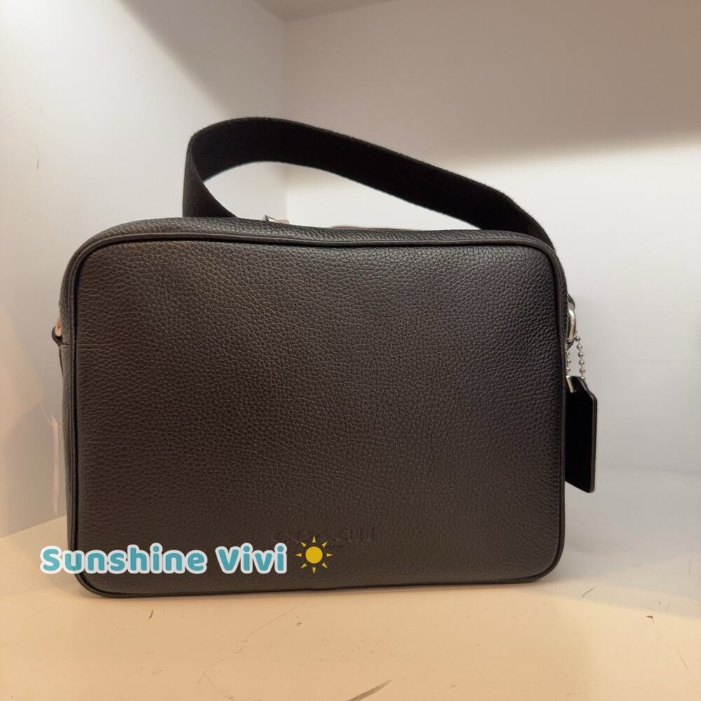 NWT Coach Colton Crossbody Bag 25 CES86 Silver/Black Refined pebble leather
